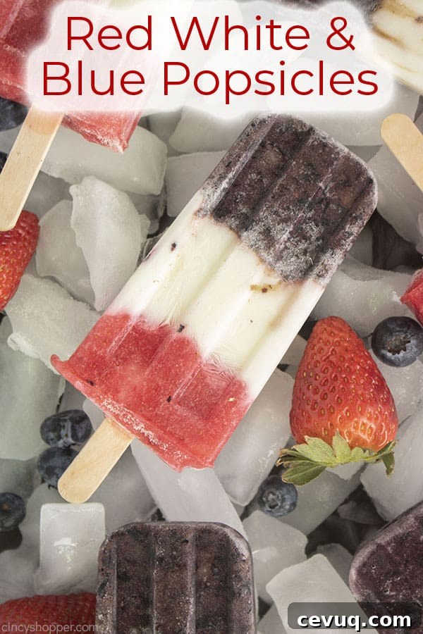 Text on image Red White & Blue Popsicles