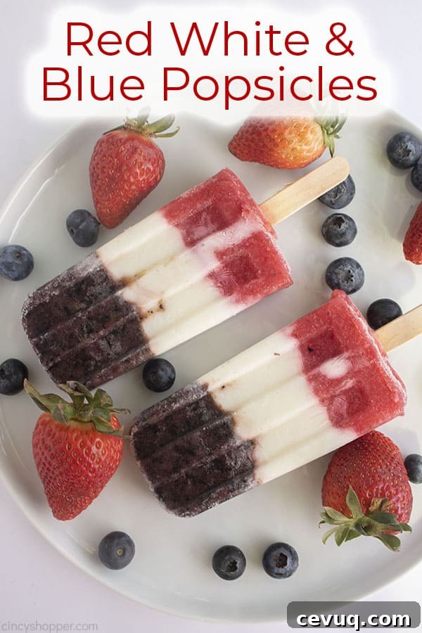Text on image Red White & Blue Popsicles