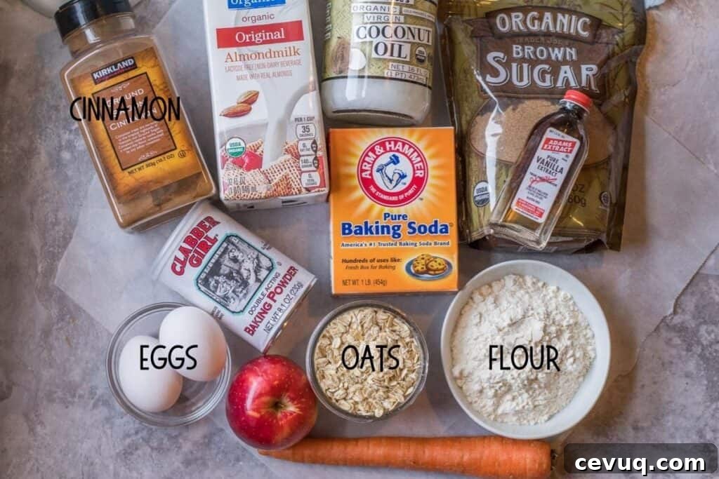 ingredients for apple carrot muffins
