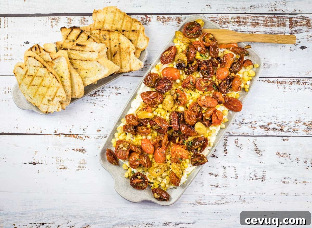 Tomato bruschetta board on a table.