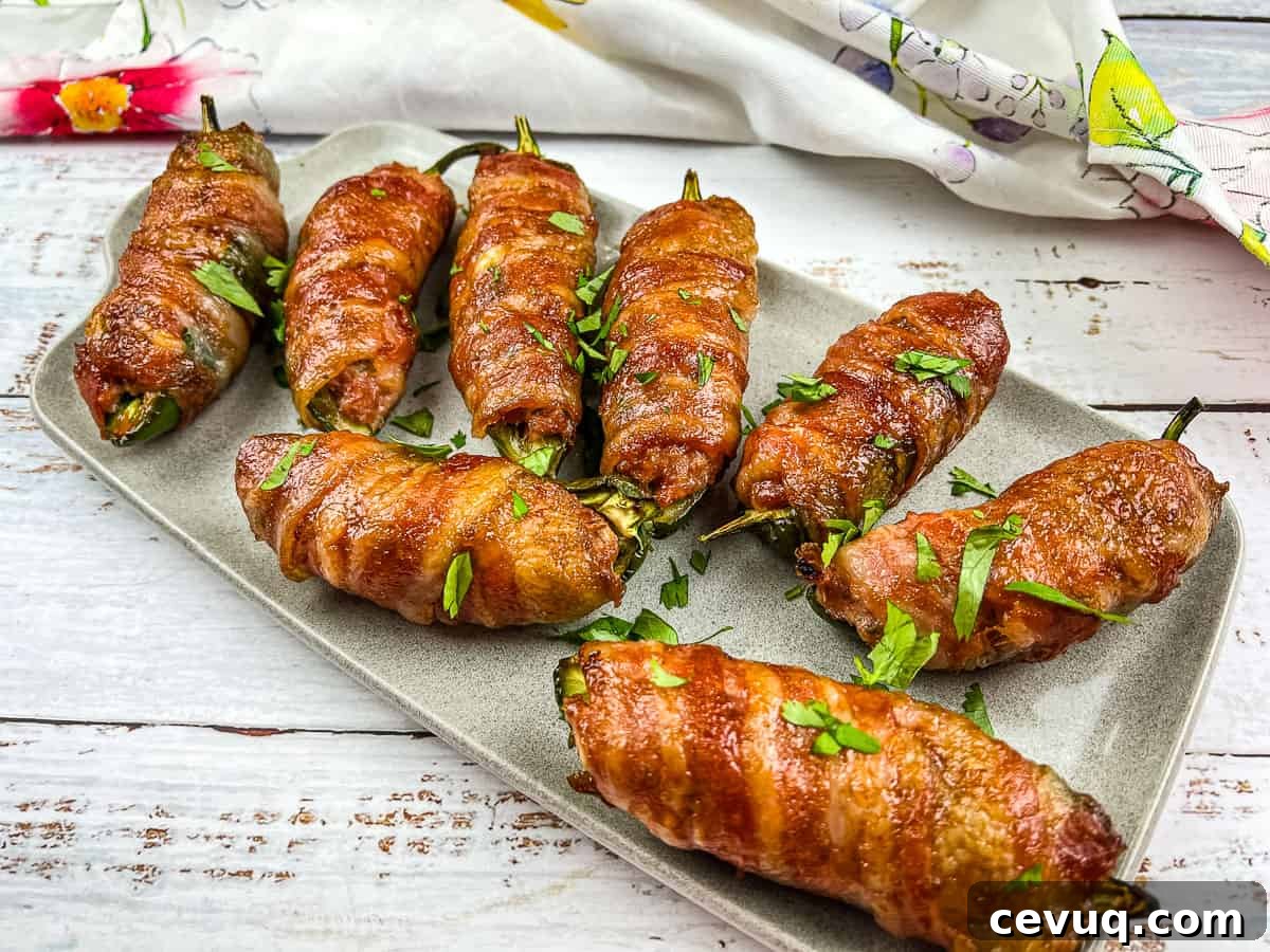 Smoked jalapeno poppers on a platter.