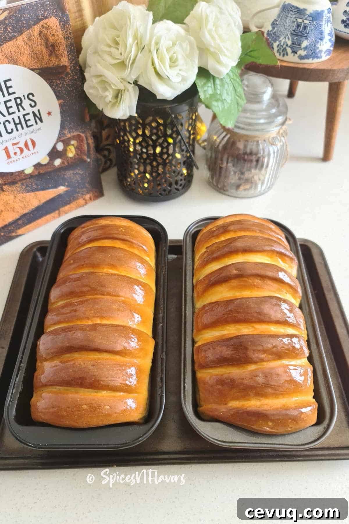 glaze the baked bread with condensed milk glaze