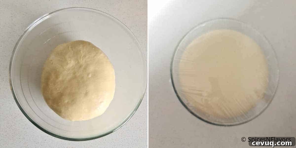 Proof dough in a glass bowl
