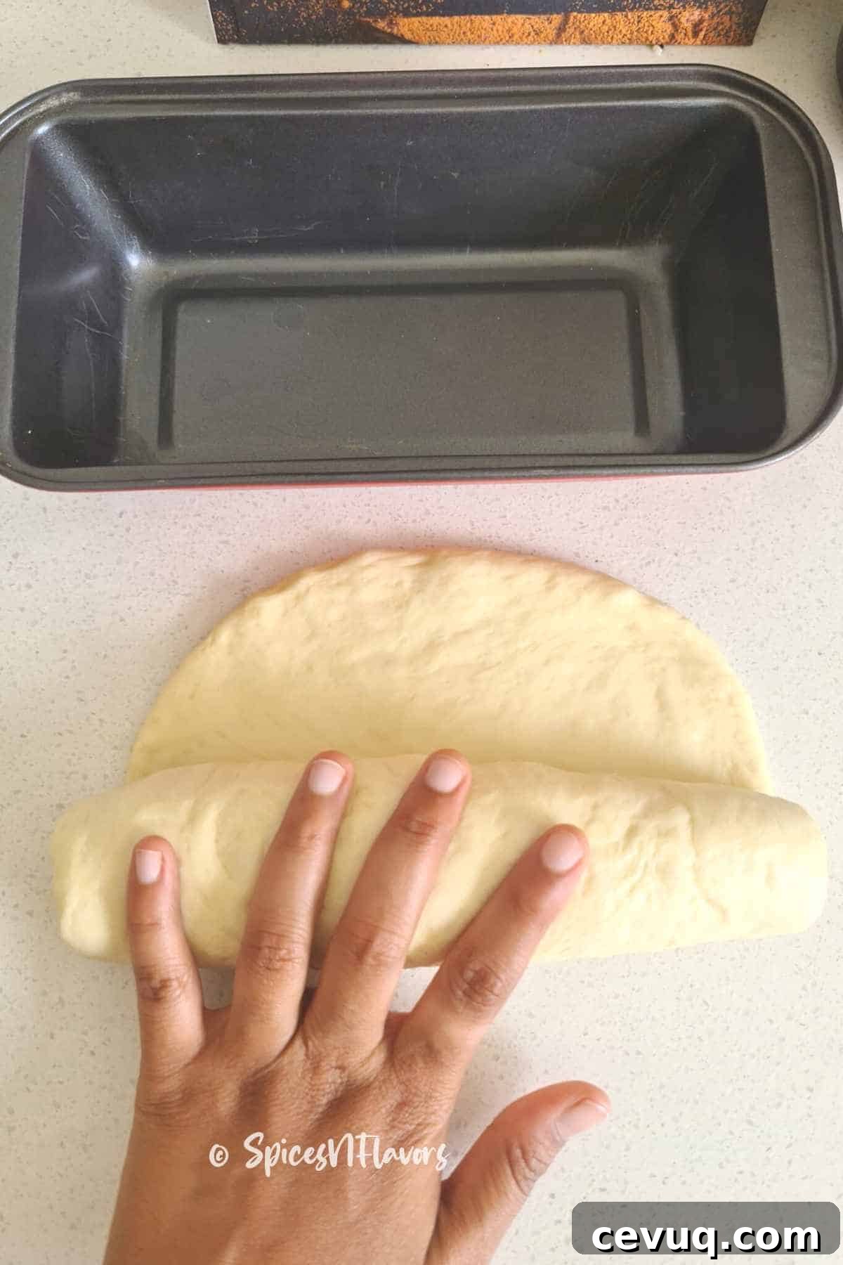 shape the dough into a log shape by rolling