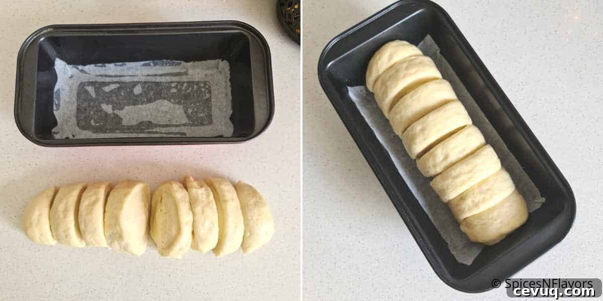 shape the bread dough and place into the prepared pan