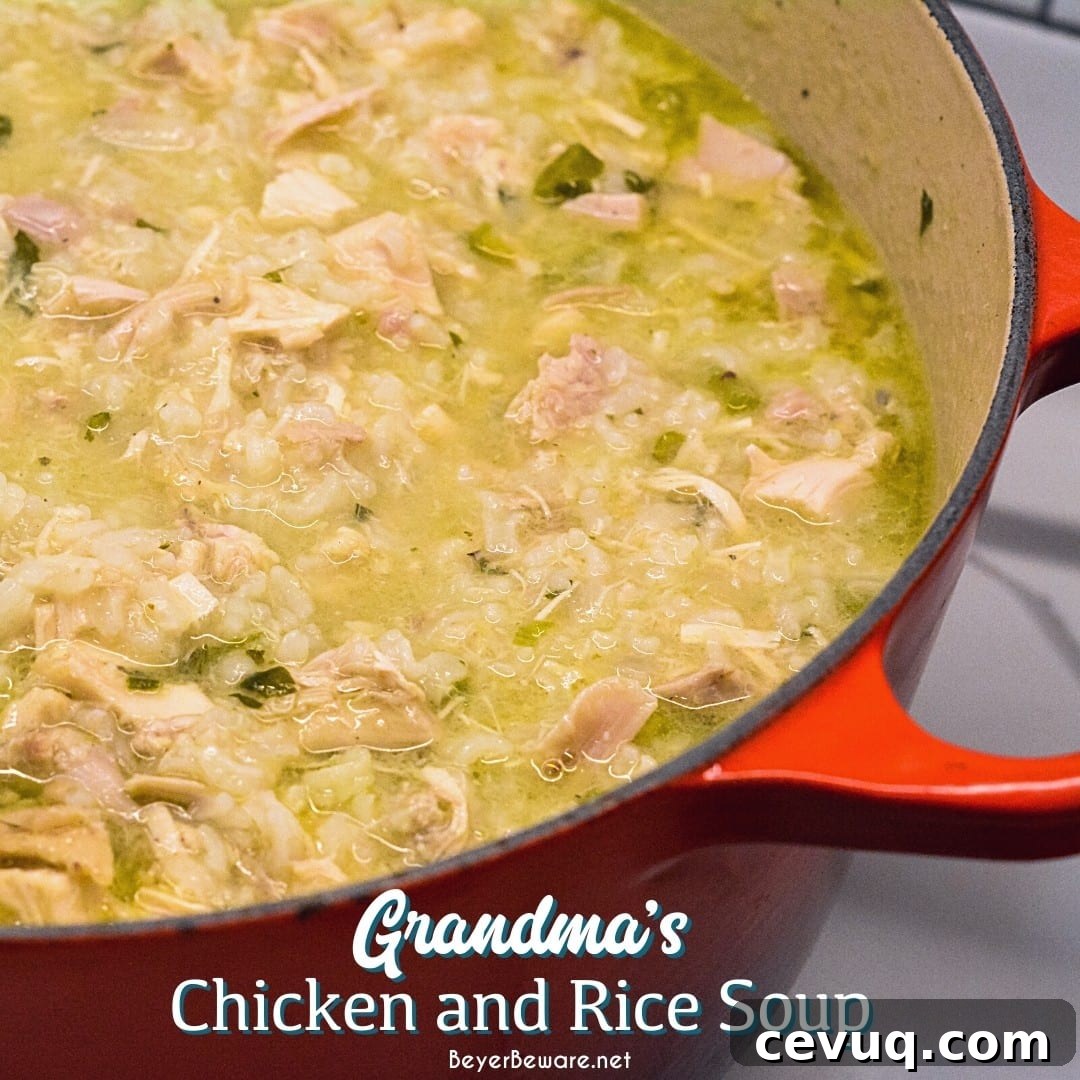 Grandma's chicken and rice soup is made from a whole chicken, onions, celery, and rice with seasonings, butter, and Better than Bouillon for spoonfuls of comfort.