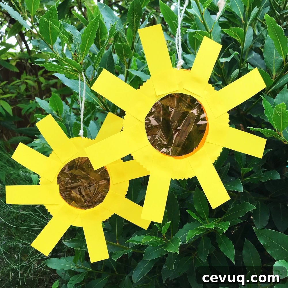 sunshine sun catcher craft hung in a tree