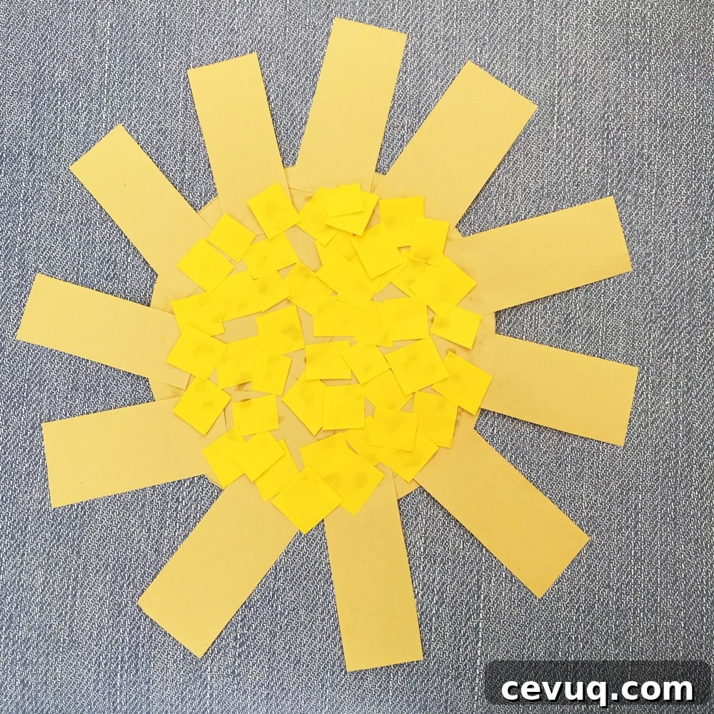 mosaic sunshine craft made by kids