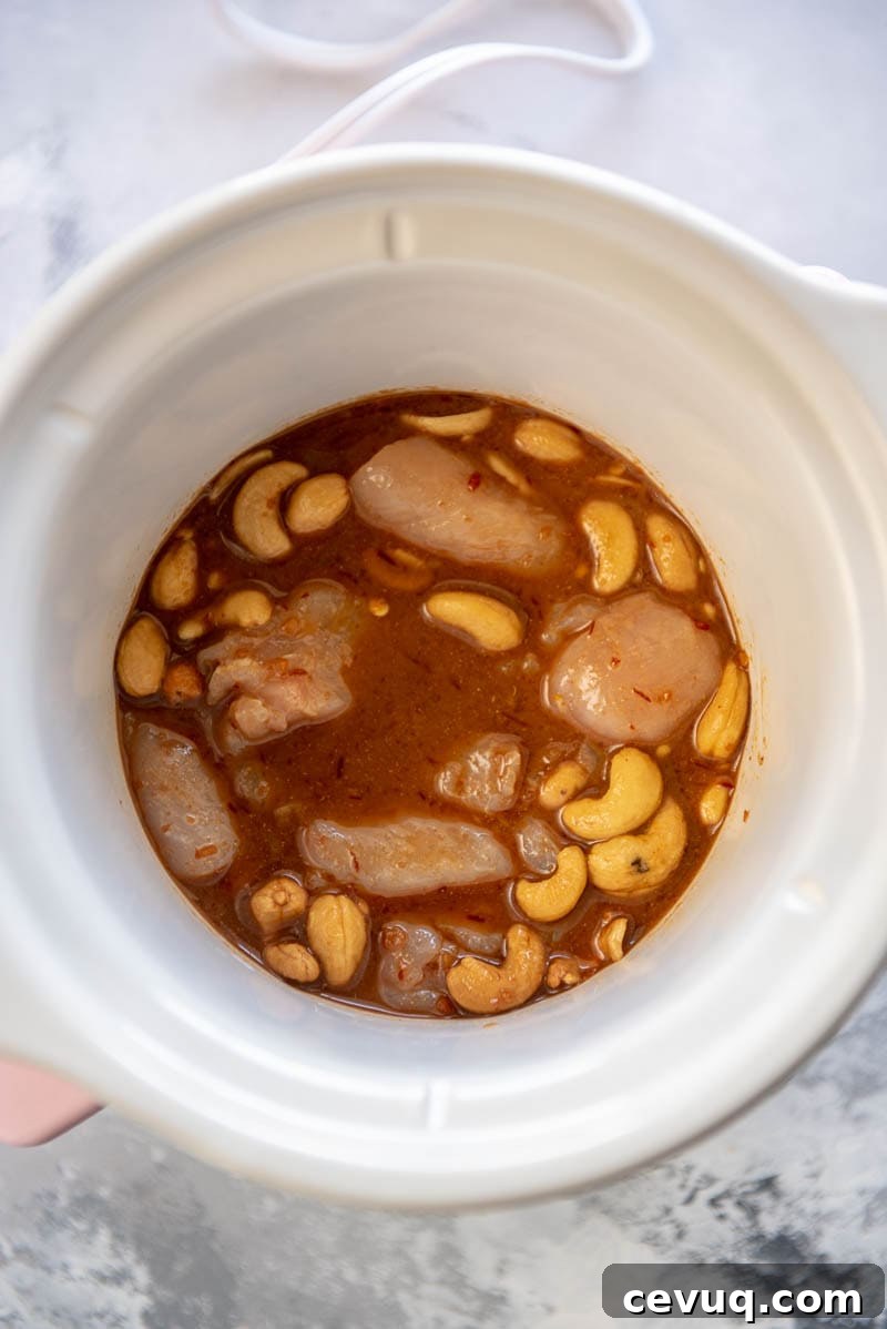 cashew chicken in a slow cooker