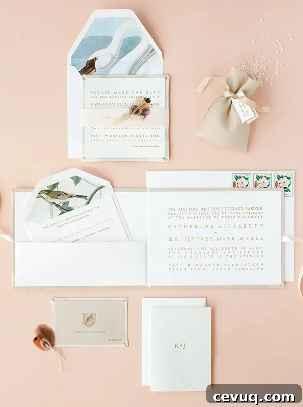 Wedding invitations on a pink background. 