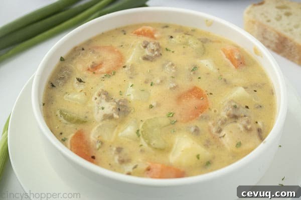 Bowl of Creamy Cheeseburger soup