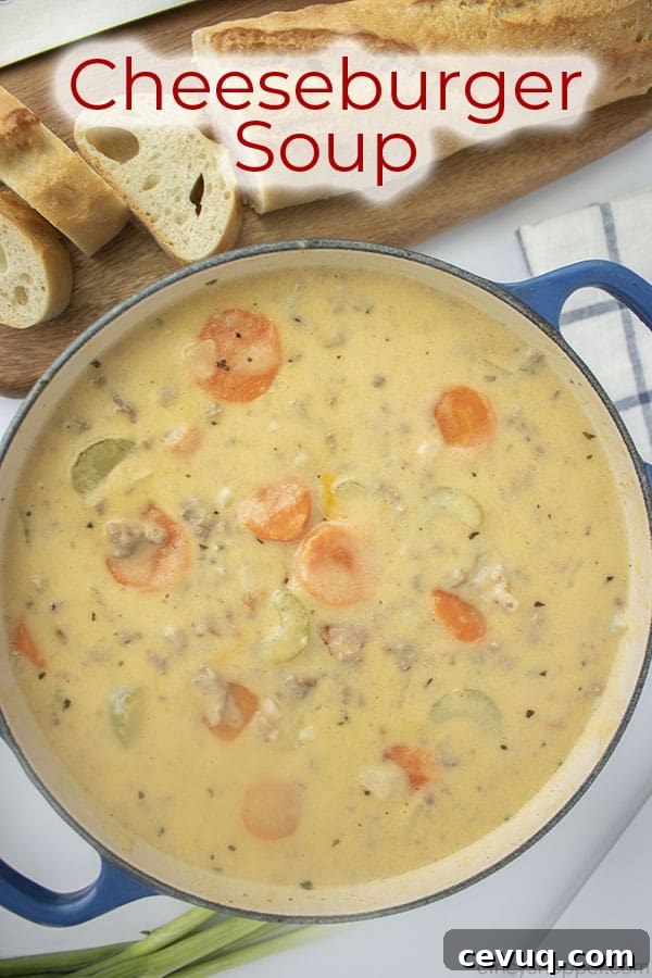 Text on image Cheeseburger Soup