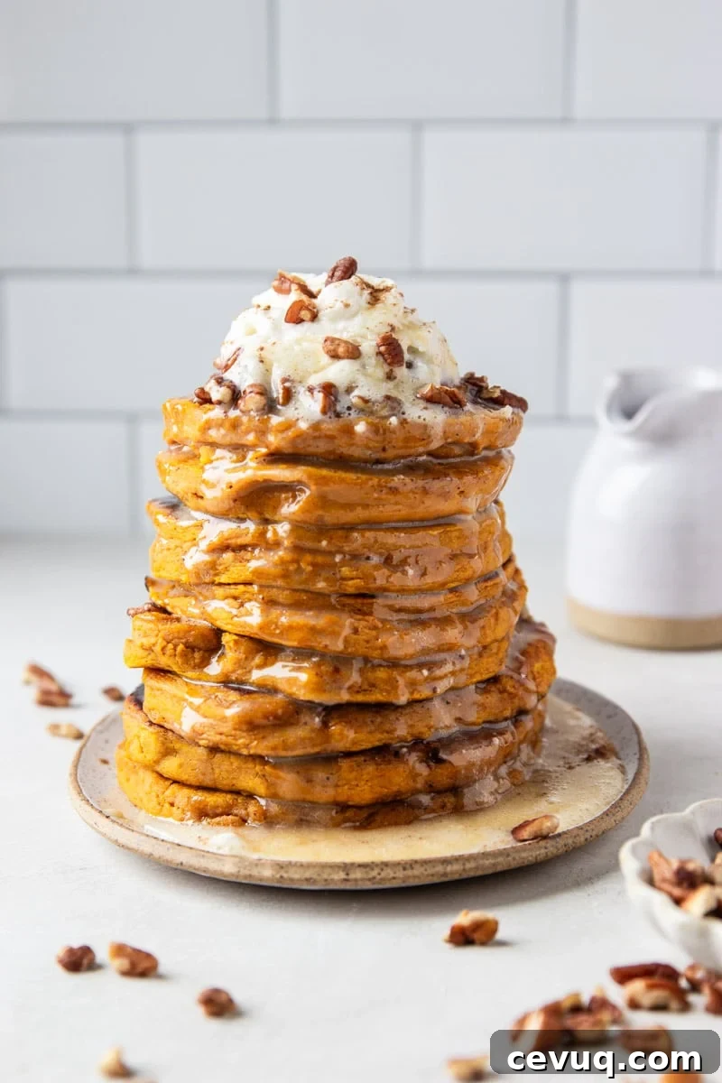 Pecan Glazed Pumpkin Pancakes