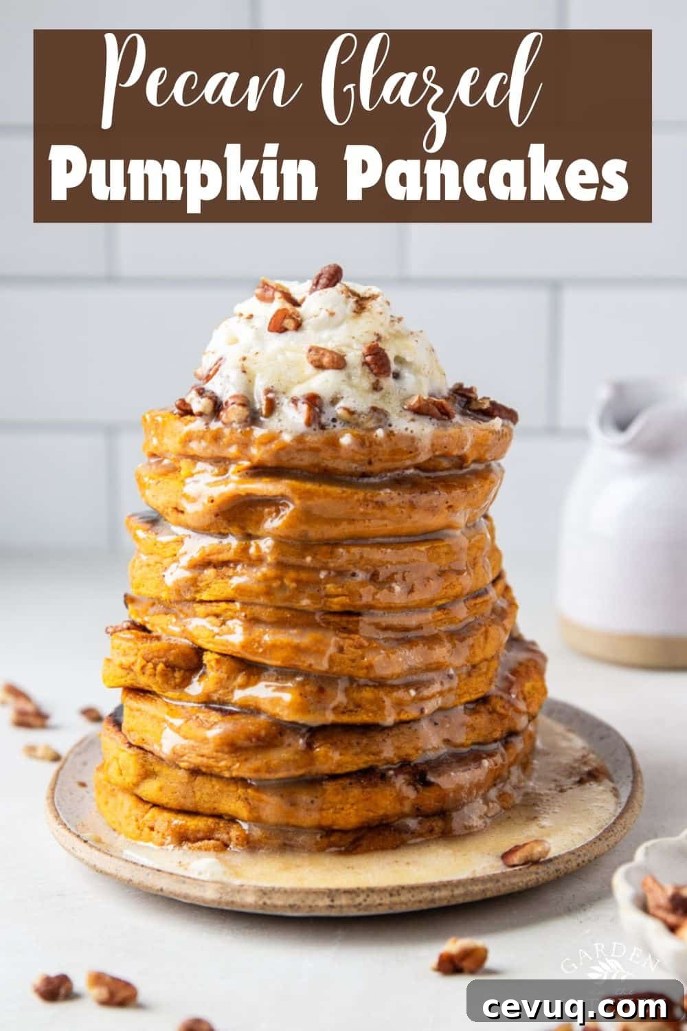 Pecan glazed pumpkin pancakes for sharing
