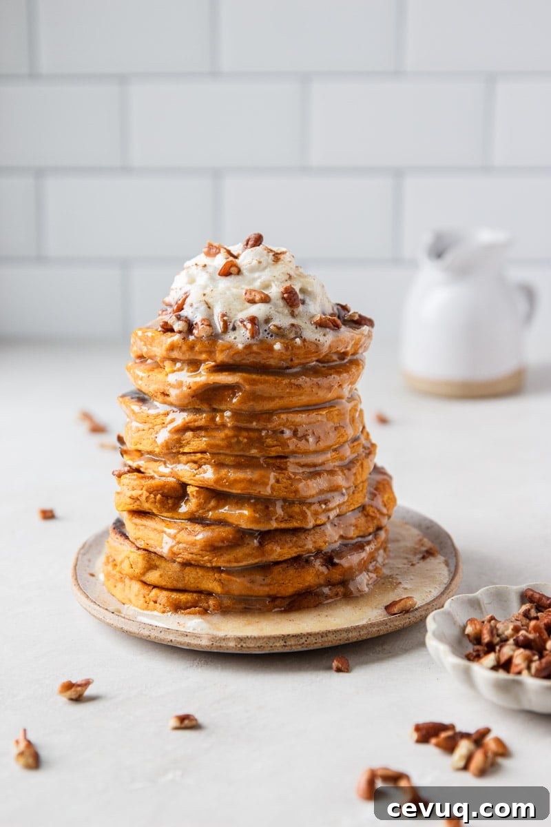 Pancakes with caramel glaze and pecans