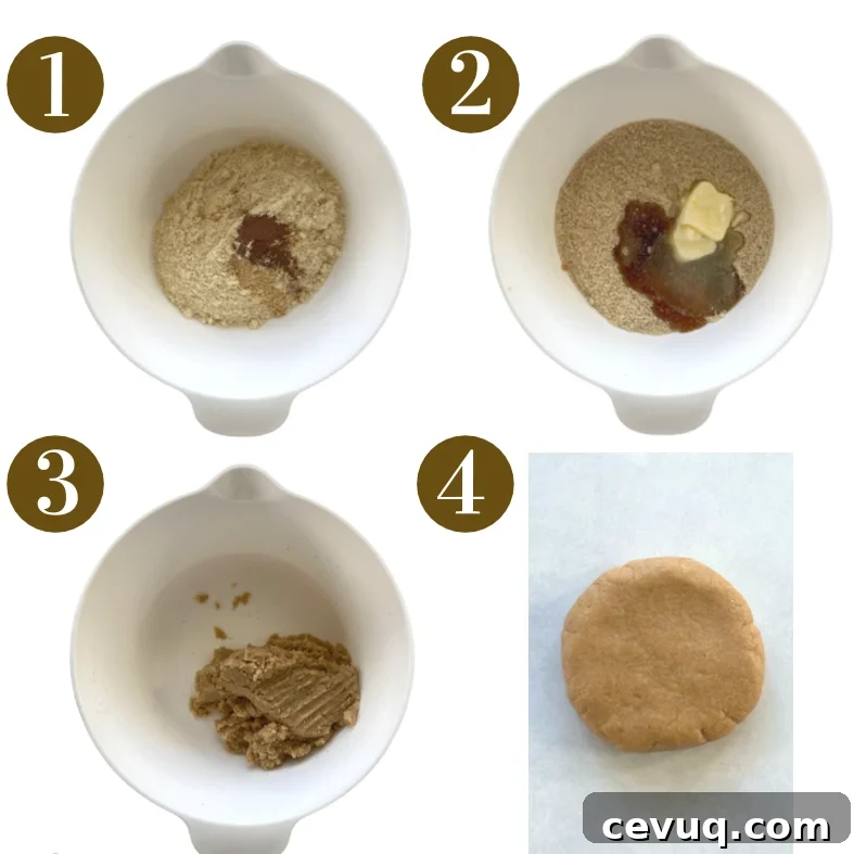 Steps to make gingerbread cookies. Specifics provided in recipe card.