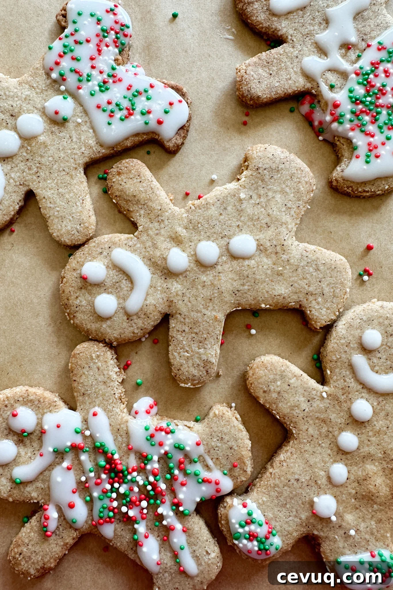 Gingerbread cookies freshly baked and decorated with icing.