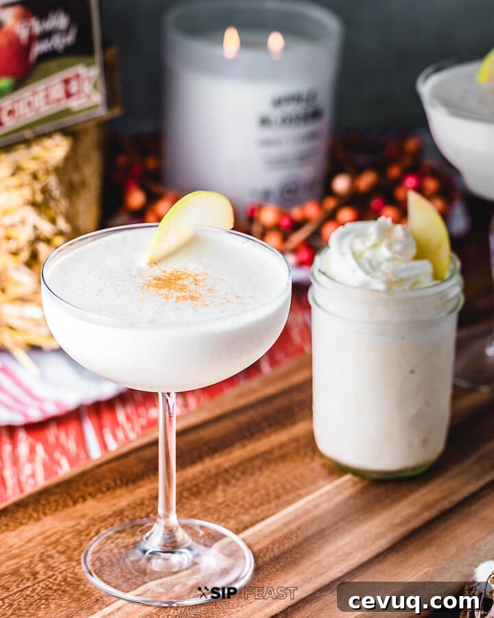 Apple Pie A La mode Martini in a coupe glass and in a mason jar.