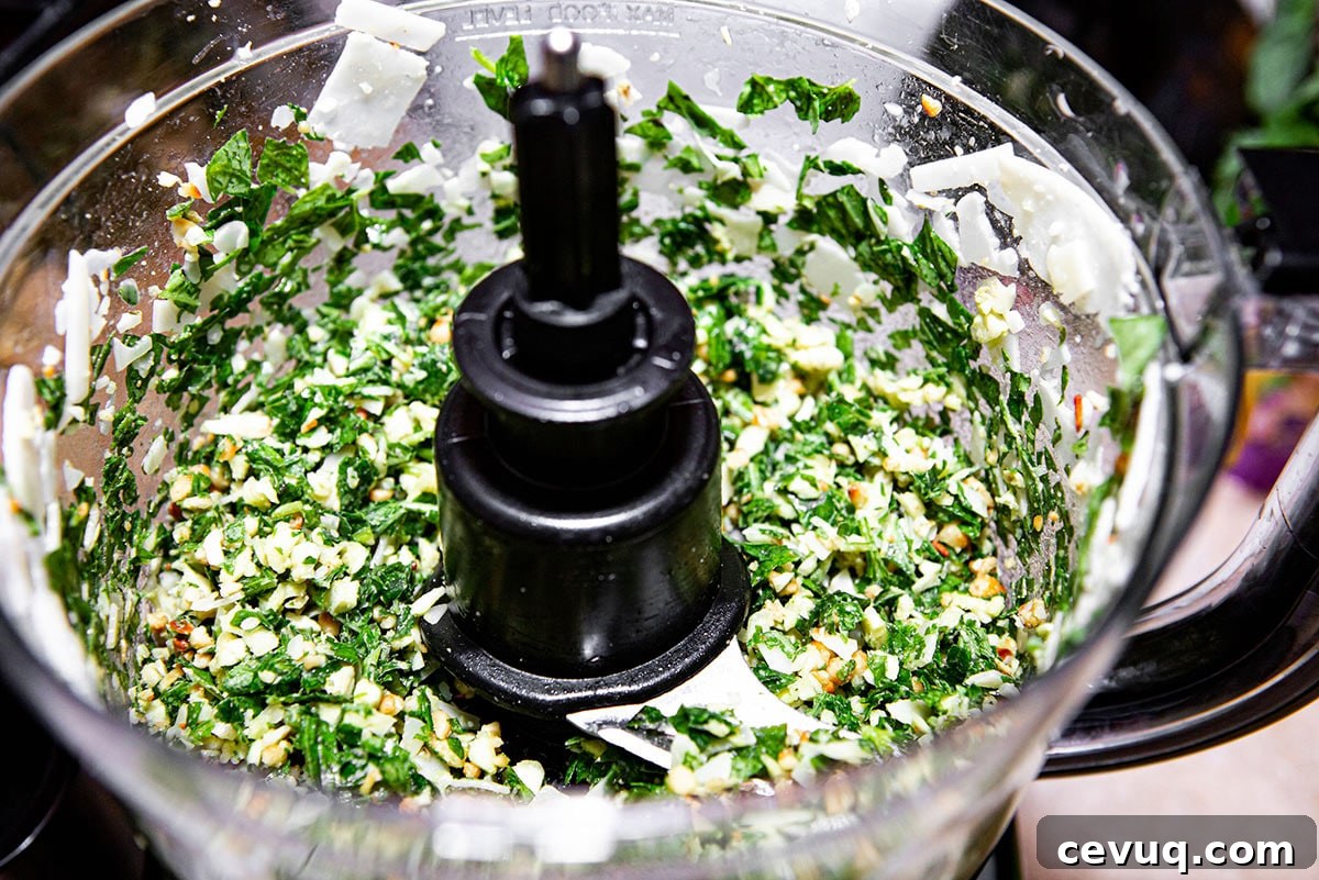 pesto in a food processor.