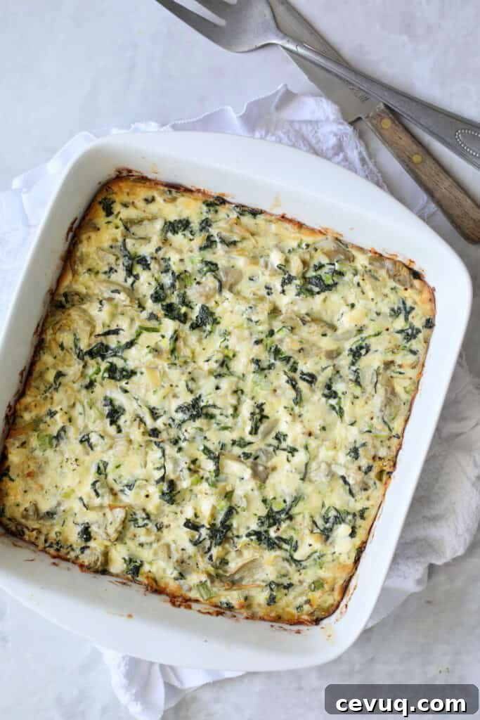 Photo of Spinach Artichoke Squares after being baked before being cut.