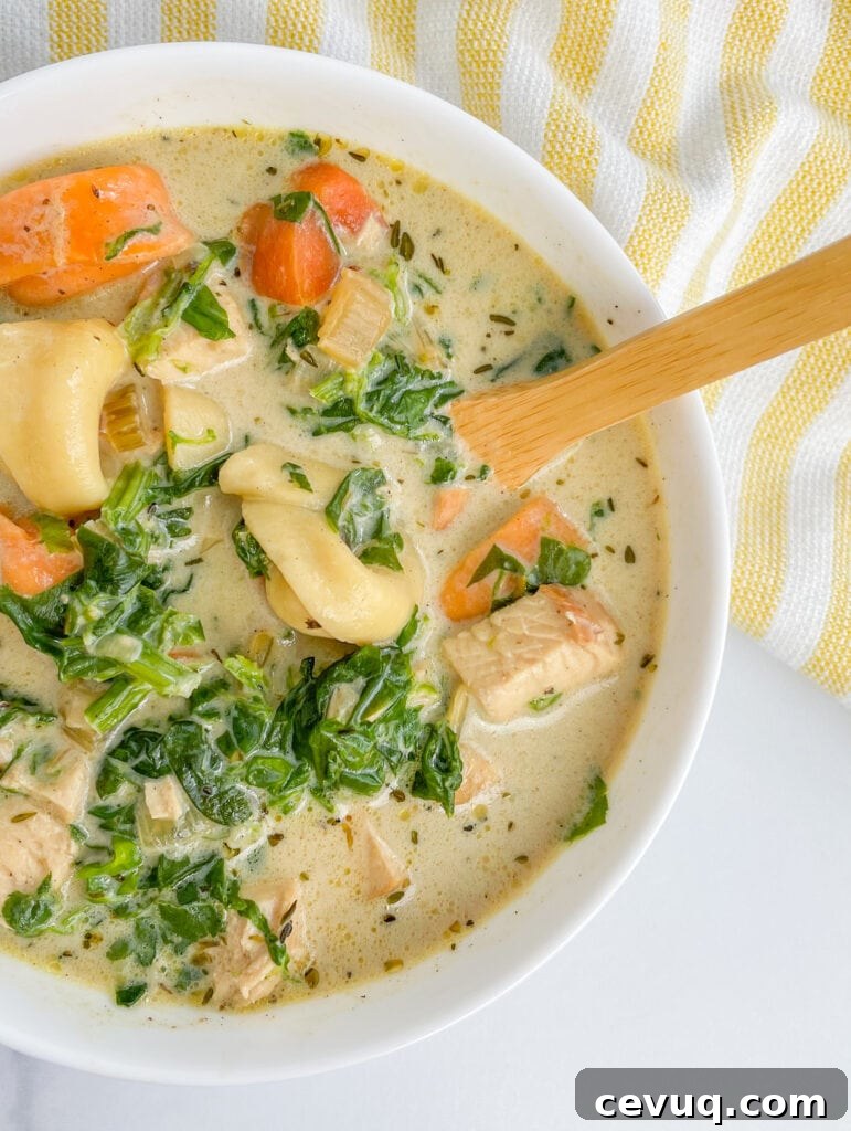 Creamy Chicken Tortellini Soup With Spinach