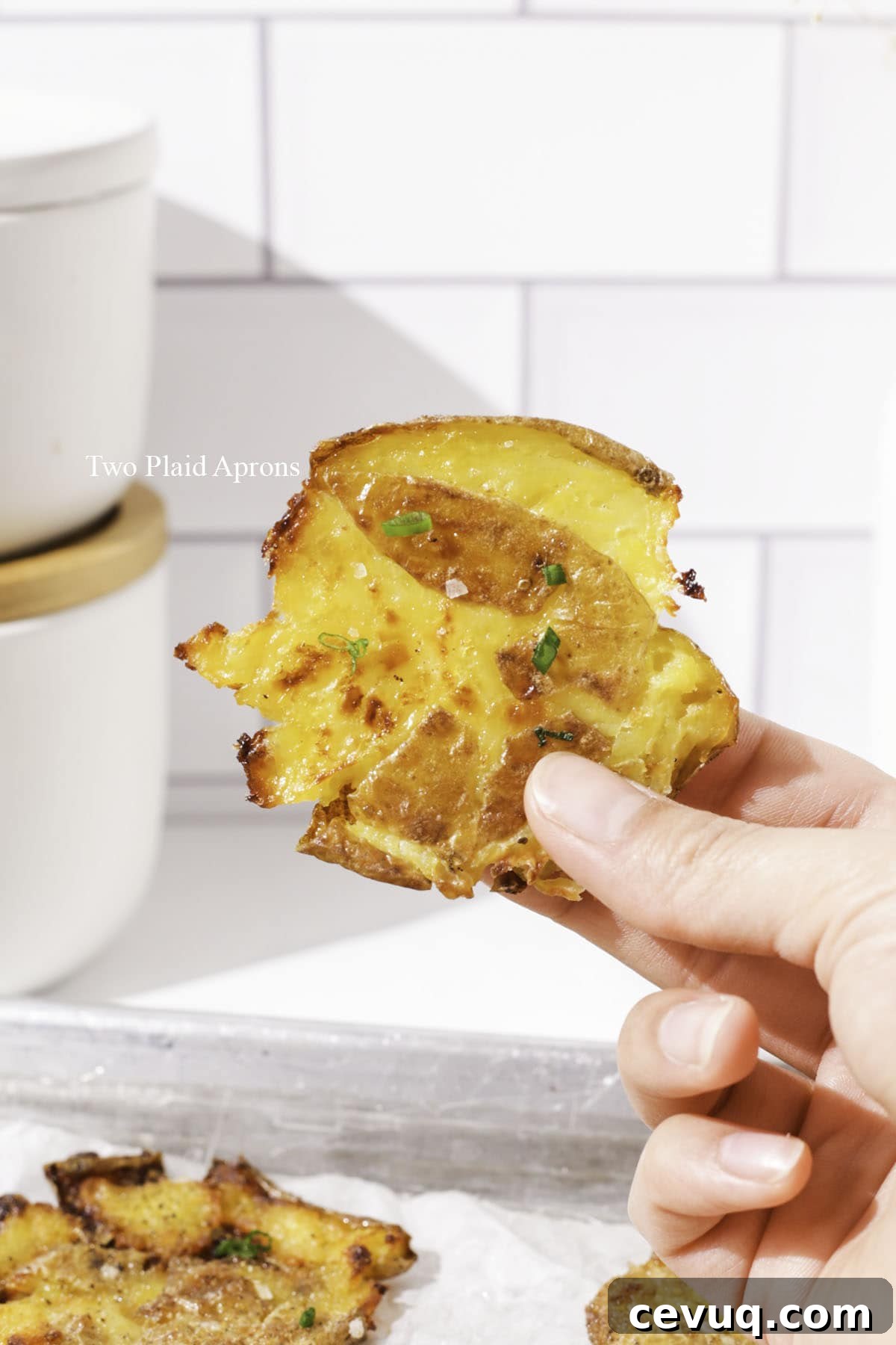 Crispy smashed potatoes on a sheet pan