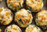 Garlic Parmesan Spinach Stuffed Mushrooms