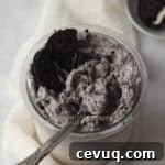 Ninja Creami Oreo Blizzard with a spoon.