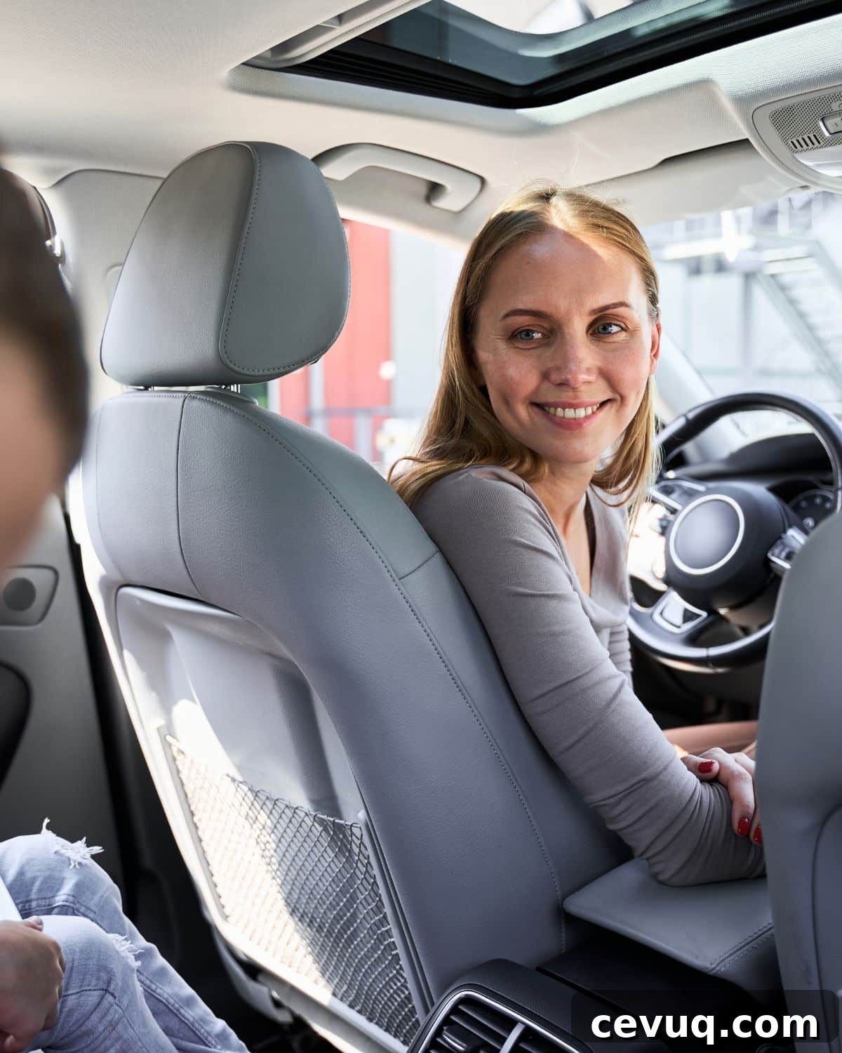 Mom in car.