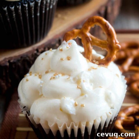 Beer and Pretzel Cupcakes