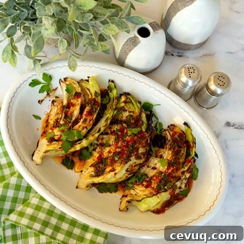 Charred Cabbage Wedges With Sweet & Spicy Calabrian Chili Sauce
