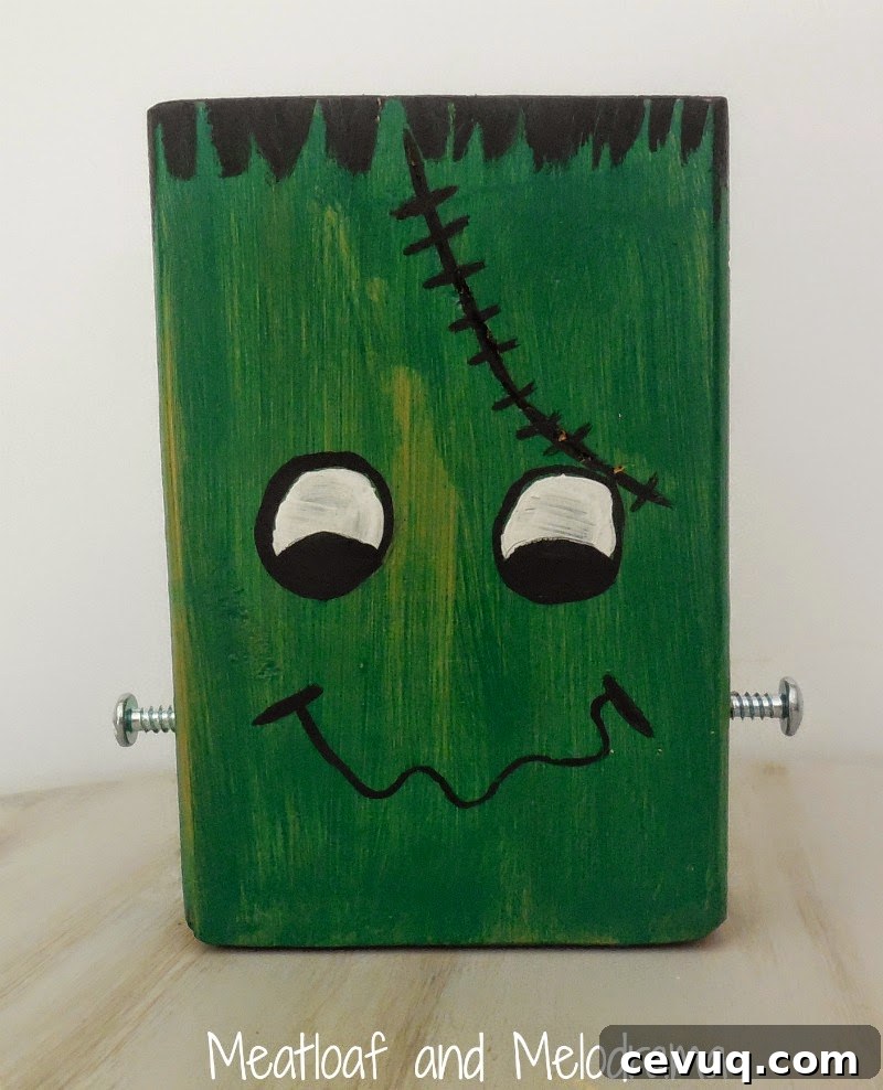 frankenstein made from scrap wood with bolts