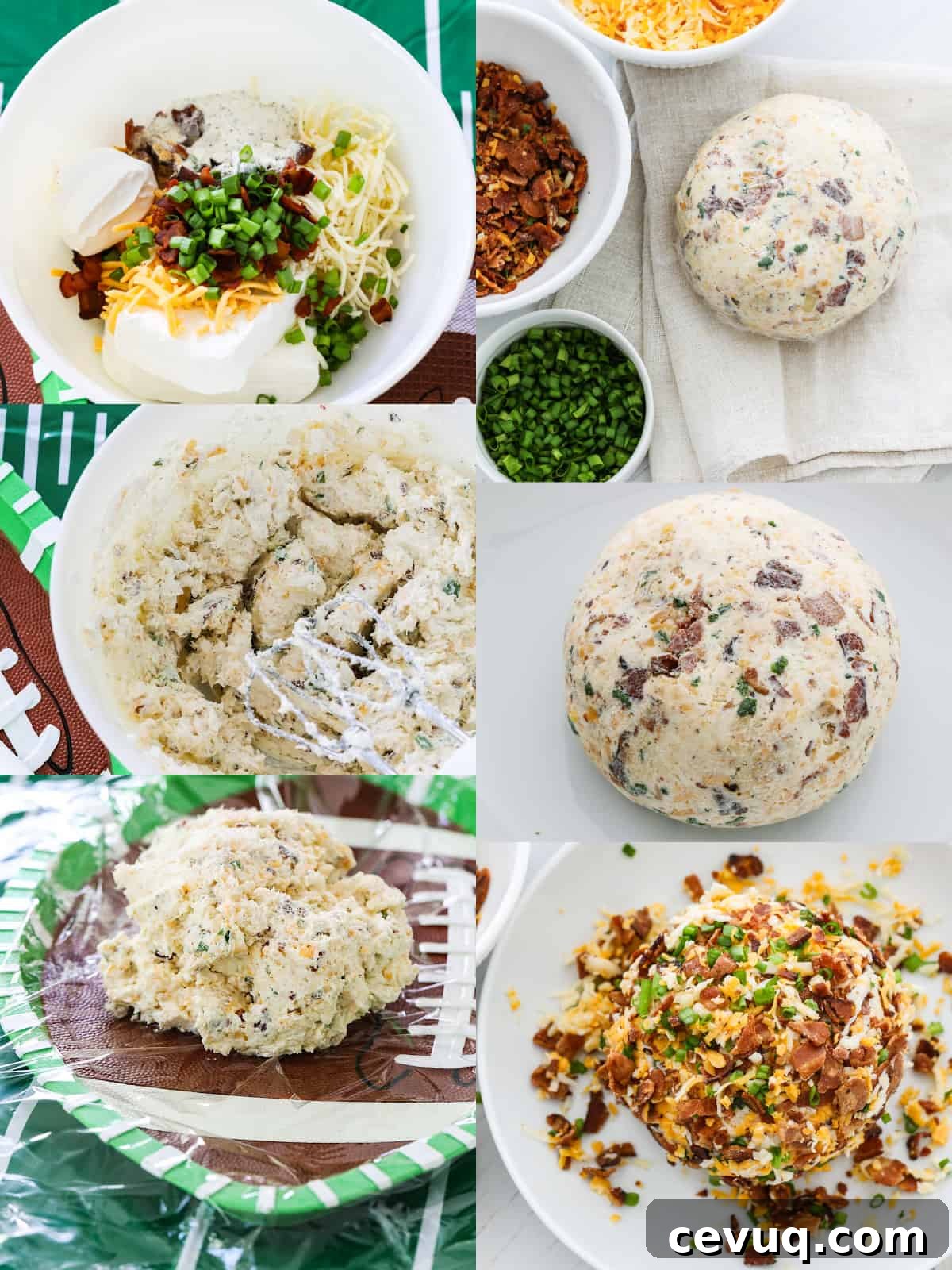 Making Bacon Cheese Ball process shots