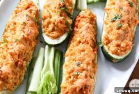 Spicy Buffalo Chicken Stuffed Zucchini Boats