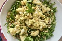 Roasted Cauliflower Salad with Arugula, White Beans and Celery