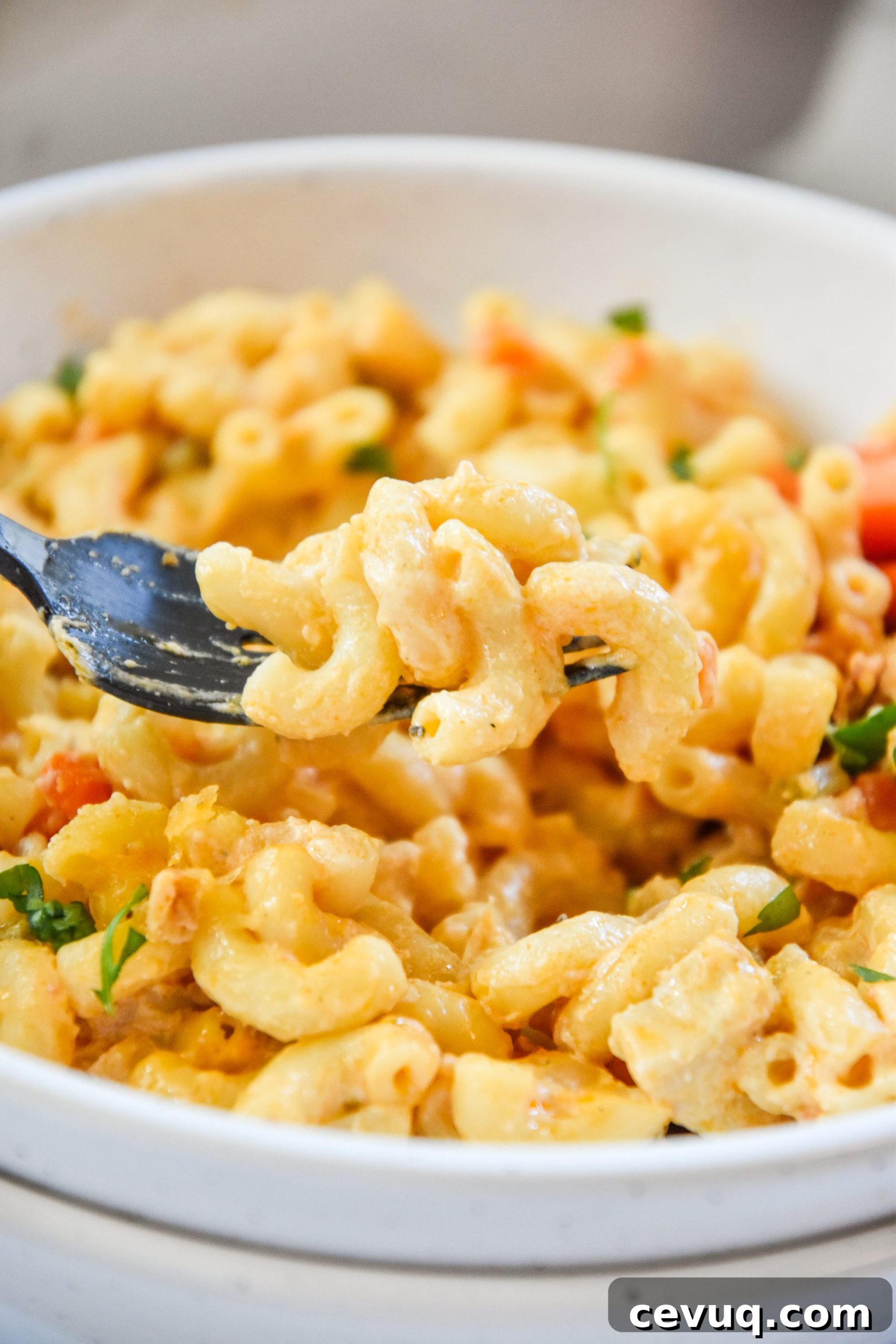 Creamy Buffalo Chicken Mac and Cheese Casserole 6 a forkful of buffalo chicken mac and cheese