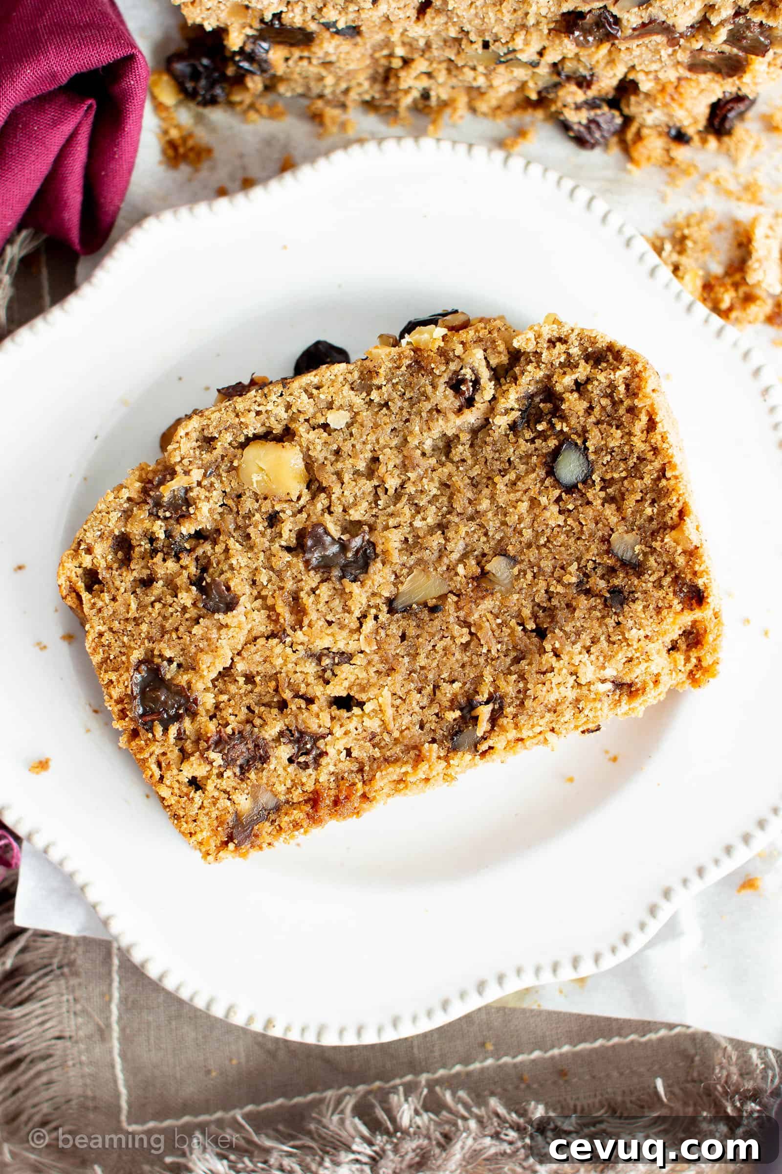 Sliced Vegan Cinnamon Raisin Quick Bread