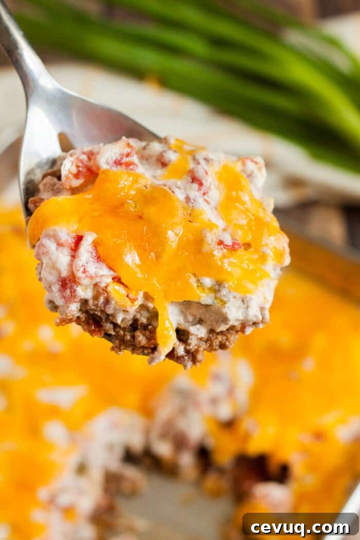 Homemade Chili Seasoning Mix for Authentic, Bold Flavor 11 keto casserole beef and tomato on spoon being served