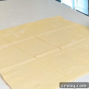 Flaky Apple Hand Pies with Puff Pastry 6 Cut puff pastry sheet.