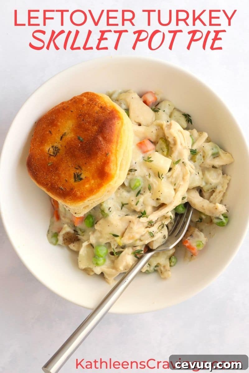 Leftover Turkey Pot Pie Recipe 2 Turkey pot pie with a biscuit in a bowl
