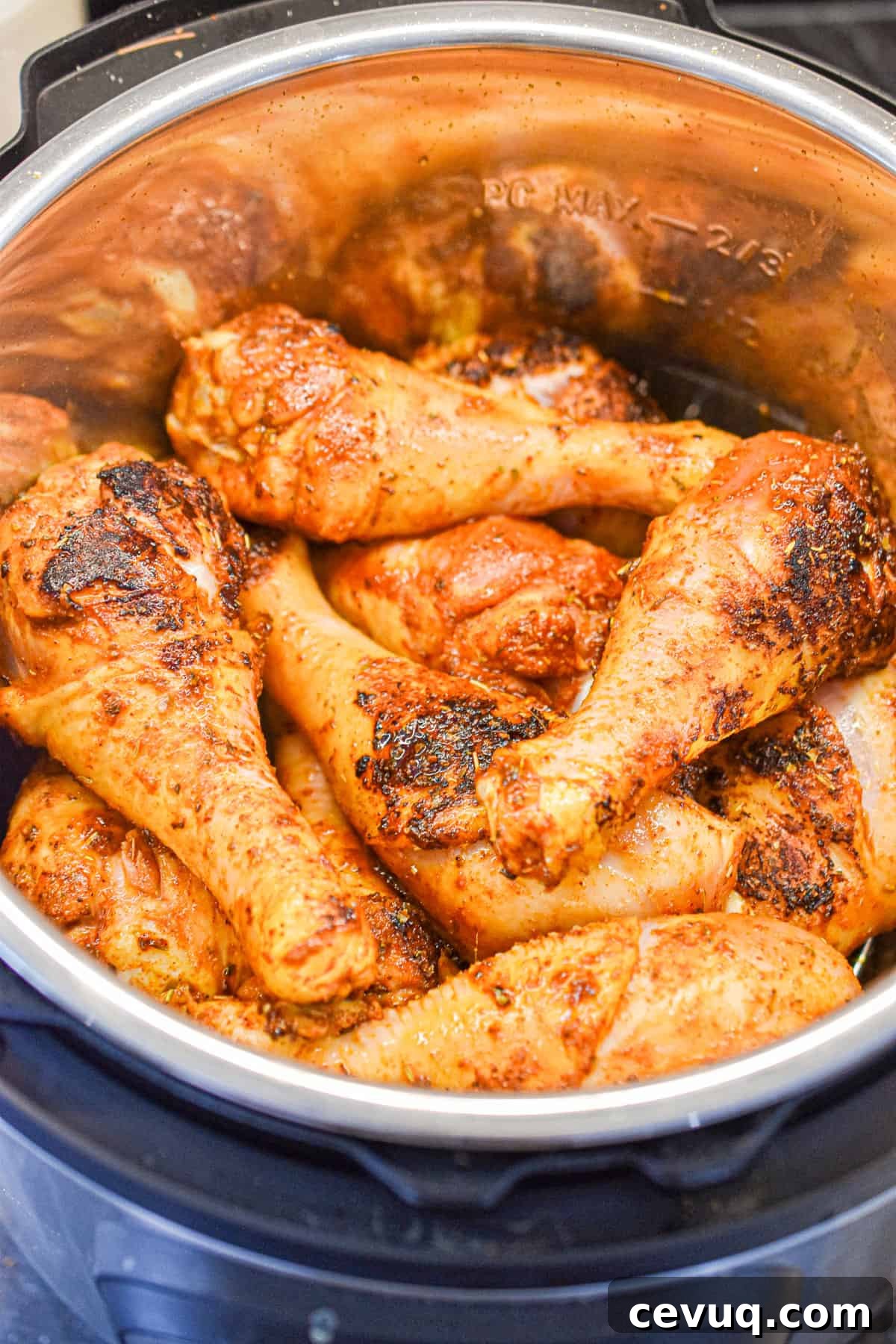 Tender, Juicy Instant Pot Chicken Drumsticks Recipe 9 The chicken is in the Instant pot ready to be pressure cooked.