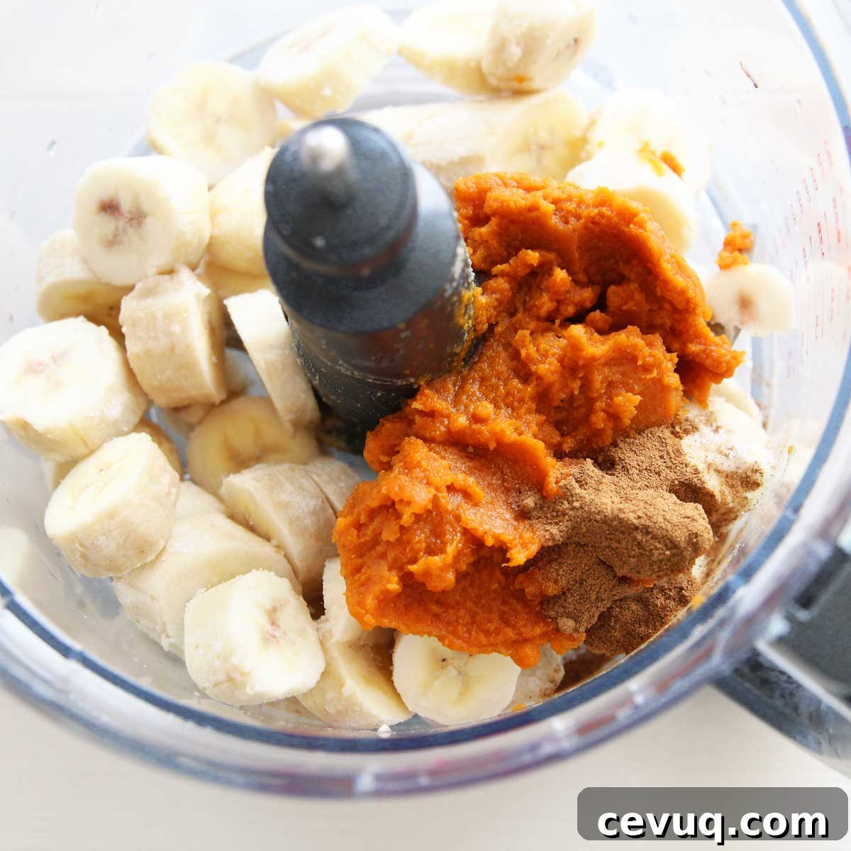 blending bananas in food processor