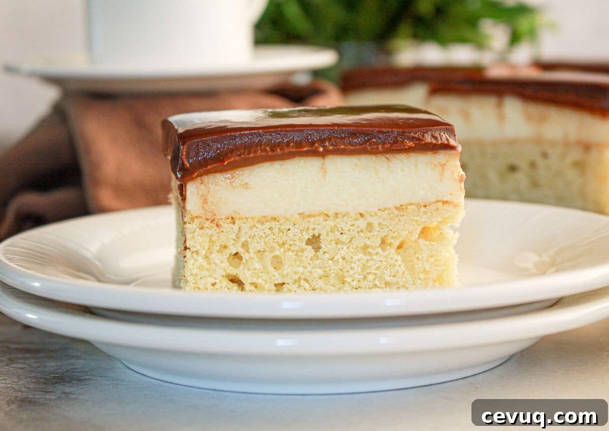 Boston cream bar on a small plate.