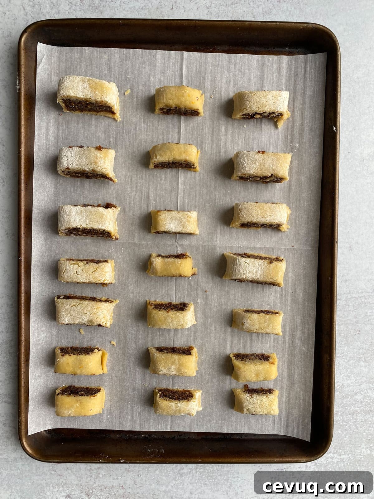 Cookies on a baking sheet ready to cook.
