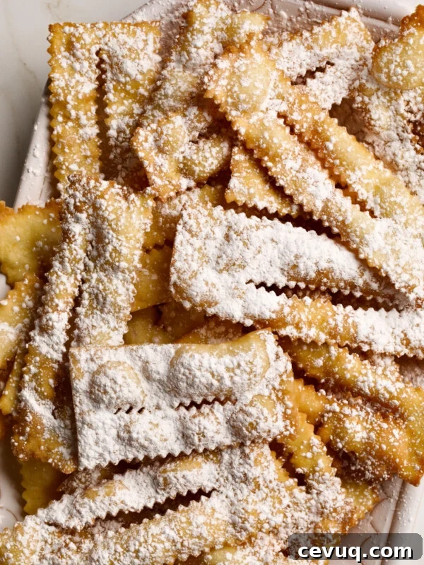 Large tray of chiacchiere di carnevale.