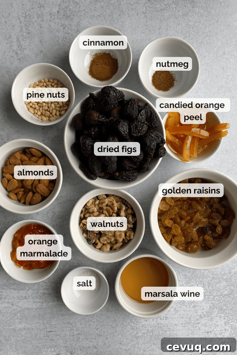 Recipe ingredients for Italian fig cookies recipe.