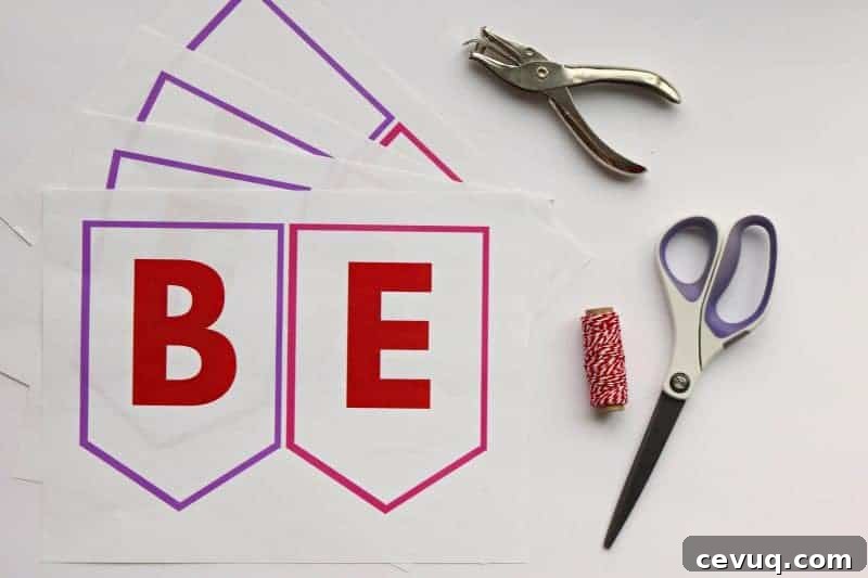 Printable Be Mine banner ready to cut