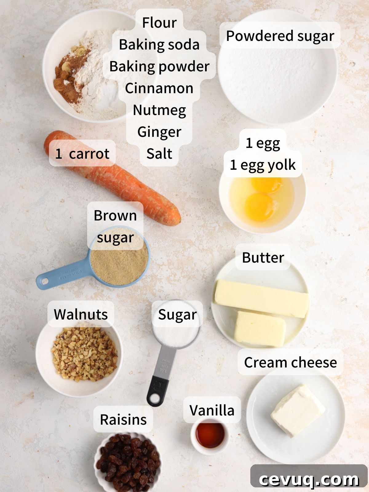Ingredients for carrot cookies laid out
