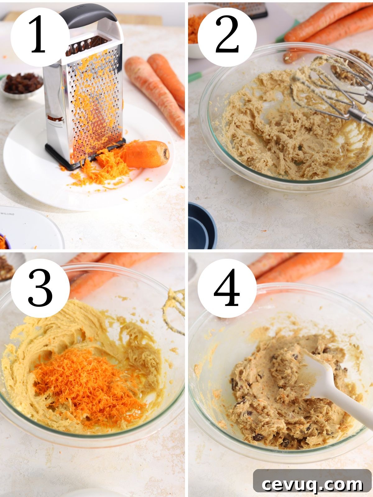 Step-by-step collage for carrot cookies