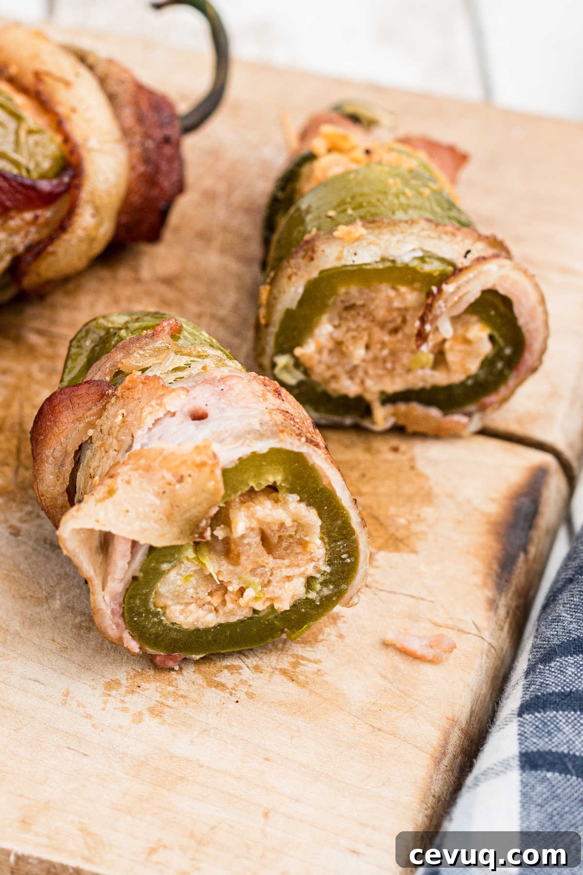 close up of the inside of a smoked jalapeno popper.